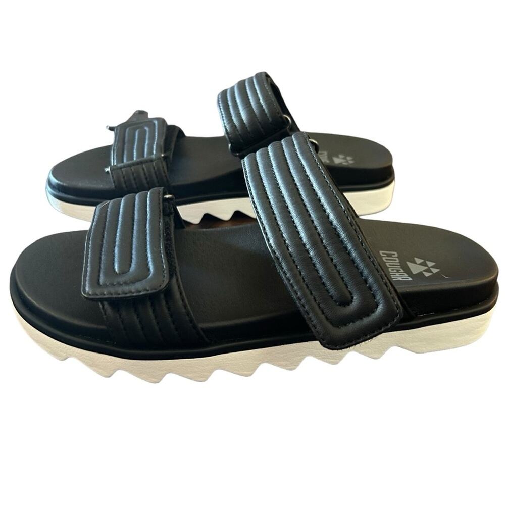 Cougar Nina Leather Lightweight Slip On Adjustable  Sandals Black NEW Size 8.5